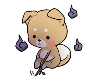 😨 собака, милый, палка, животное, каваи telegram sticker