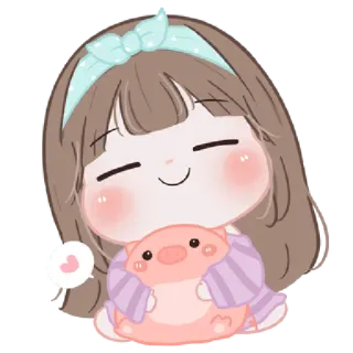 🐤 каваий, милый, чиби, девочка, свинья, мультфильм, наклейка telegram sticker