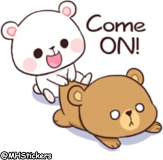 😃 Come ON! dibujos animados, osos, mono, animado, emoción whatsapp sticker