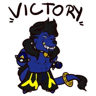 🏆 VICTORY overwinning, anthro, furry, blauw, personage, mascotte telegram sticker