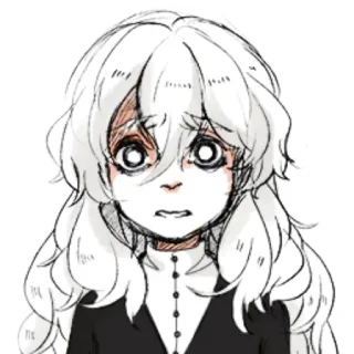 🤍 anime, girl, grayscale, sticker, sad, scared telegram sticker