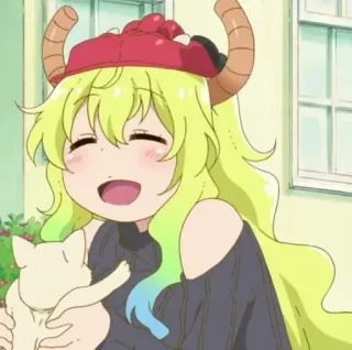 😄 Lucoa Miss Kobayashi's Dragon Maid anime, draak, schattig, kawaii, chibi whatsapp sticker
