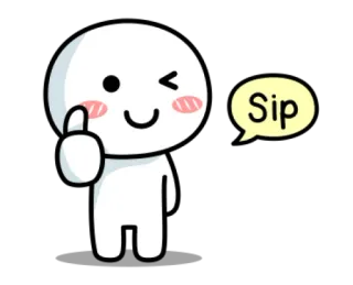 🌈 Sip drinking, cute, thumbs up, wink, cartoon whatsapp sticker
