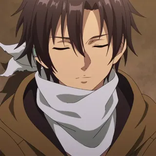 💥 Anime, Masculino, Personagem, Olhos fechados, Cachecol telegram sticker