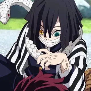 🖤 Obanai Iguro Demon Slayer 动漫, 鬼灭之刃, 伊黑小芭内, 蛇, 角色 whatsapp sticker