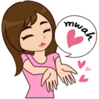 😘 mwah baiser, amour, affection, dessin animé, fille, coeur, mwah telegram sticker