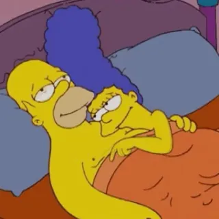😏 Homer Simpson The Simpsons Homer, Marge, Simpsons, cartoon, couple, bed telegram sticker