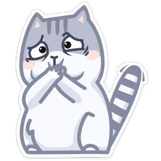 🤢 gato, triste, fofo, desenho animado, adesivo, animal whatsapp sticker