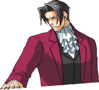 😠 Miles Edgeworth Ace Attorney prawnik, detektyw, pewny siebie, anime, gra wideo telegram sticker