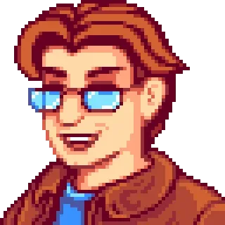 😆 Harvey Stardew Valley Harvey, Stardew Valley, Pixel art, Videojuego, Personaje, Doctor telegram sticker