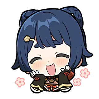 😊 Xiangling Genshin Impact anime, game, genshin impact, cute, happy, xiangling whatsapp sticker