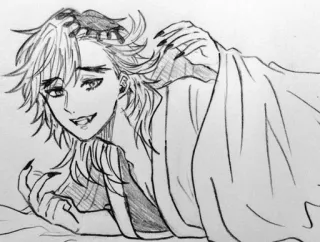 😏 Anime, Vampir, Zähne, Skizze, Zeichnung telegram sticker
