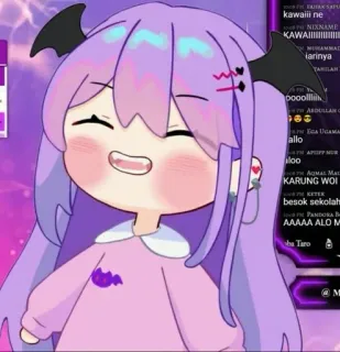 🌟 kawaiii ne 귀여운, 애니메이션, 귀엽다, 보라색 머리, 버튜버, 디지털 아트, 만화, 만화 telegram sticker