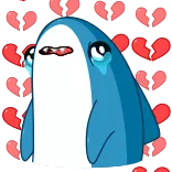 💔 squalo, piangere, triste, cuore spezzato, cartoni animati, emozioni, blu whatsapp sticker