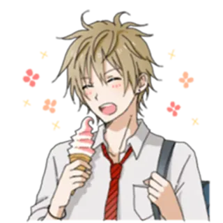 ☺️ anime, cartoon, ice cream, smiling, happy, school uniform telegram sticker
