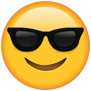 😎 Эмодзи, Круто, Солнцезащитные очки, Лицо, Улыбка, Желтый, Стикер telegram sticker