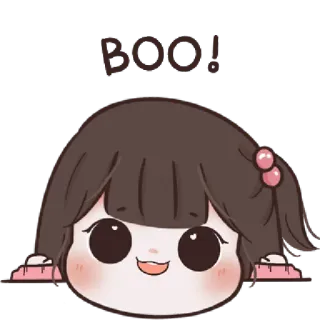 🤪 BOO! fofo, desenho animado, menina, espiar, amigável, adorável telegram sticker
