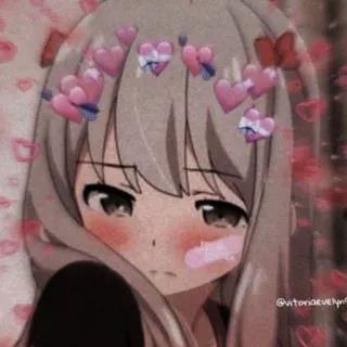 🦔 Anime, Serca, Kawaii, Urocze, Dziewczyna, Ilustracja telegram sticker