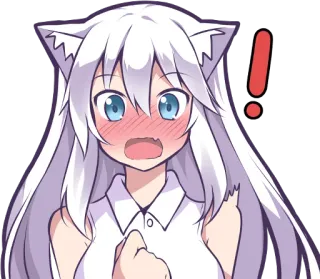 😳 Anime, Gadis kucing, Terkejut, Tanda seru, Kawaii, Imut, Manga telegram sticker