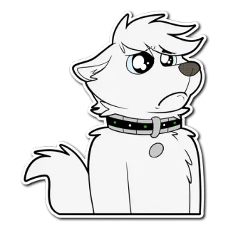 ☹ hond, dier, cartoon, schattig, wit, huisdier telegram sticker