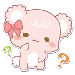 😐 fofo, kawaii, urso, rosa, ponto de interrogação, pensando, desenho animado telegram sticker