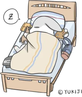 💤 Z sen, śpiący, łóżko, słodkie, kreskówka, królik, zmęczony, zwierzę telegram sticker