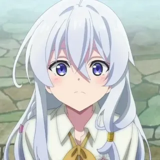 🍃 anime, girl, white hair, cute, cartoon telegram sticker