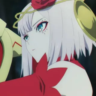 🥀 Ragazza anime, Rosa rossa, Capelli bianchi, Anime, Personaggio femminile telegram sticker