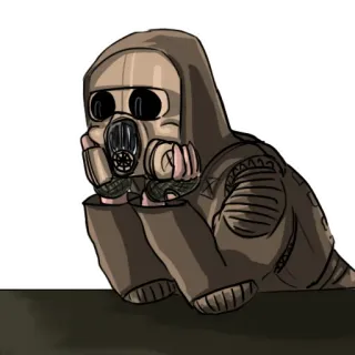 🤥 máscara de gas, sudadera con capucha, acosador, chernobyl, postapocalíptico, dibujo, arte digital telegram sticker