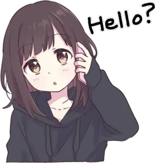 🤚 Hello? Anime, Chica, Dibujos animados, Hola, Teléfono, Saludo telegram sticker