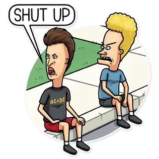 😠 Beavis and Butt-Head SHUT UP Мультфильм, Бивис и Баттхед, Заткнись, 90-е, MTV, Комедия telegram sticker
