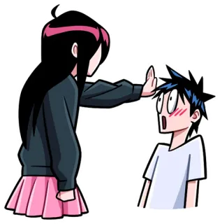 😳 Anime, Fille, Garçon, Stop, Dessin animé telegram sticker