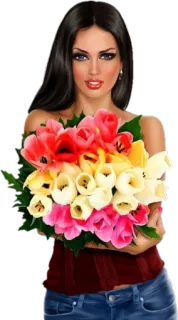 💐 mujer, flores, ramo, belleza, tulipanes telegram sticker