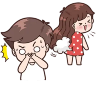 💨 만화, 방귀, 커플, 웃긴, 농담, 스티커 whatsapp sticker