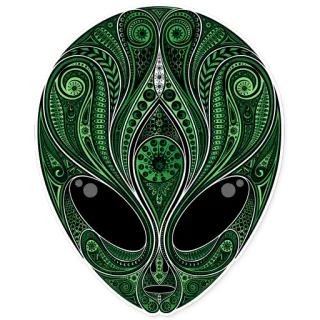 💚 alien, extraterrestrial, psychedelic, art, green, geometric, sticker telegram sticker