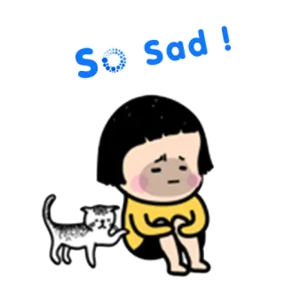 ☺ So sad! 悲しい, 猫, 孤独, 女の子, 憂鬱, 涙 telegram sticker