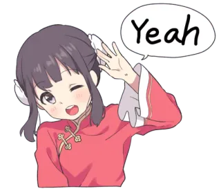 😉 Yeah Garota anime, Piscadela, Fofo, Sim, Saudação, Desenho animado, Anime telegram sticker