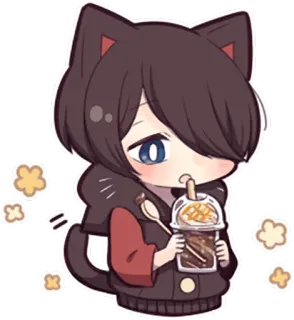 🍦 catboy, anime, carino, cartone animato, kawaii, caffè, bevanda whatsapp sticker