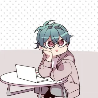 👒 动漫, 笔记本电脑, 可爱, Q版, 绘画 telegram sticker