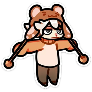 😑 character, cartoon, bear hat, cute, sticker, anime telegram sticker