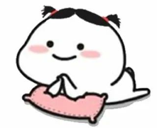 ☺️ kartun, karakter, imut, bantal, berbaring whatsapp sticker