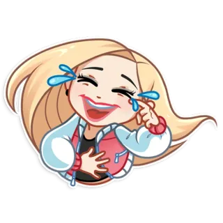 😂 Kartun, Tertawa, Gadis, Air mata, Emoji, Stiker telegram sticker