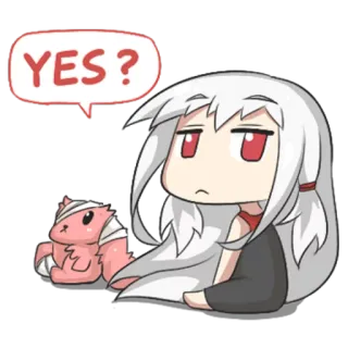 😐 YES? anime, cartoon, yes, question, cute, chibi telegram sticker
