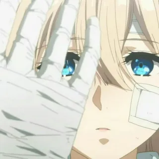 🙄 Violet Evergarden anime, character, girl, violet evergarden, wounded, bandaged telegram sticker