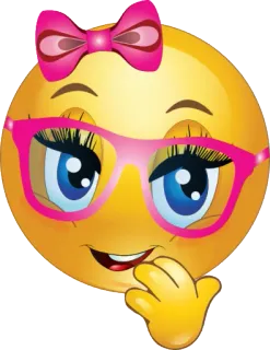 😀 emoji, smiley, face, pink, bow, glasses whatsapp sticker