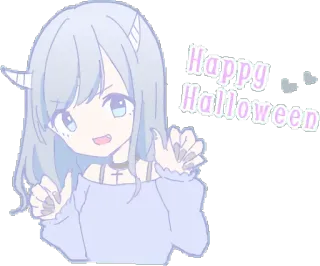 🏮 Happy Halloween halloween, imut, anime, pastel, iblis, gadis, stiker whatsapp sticker