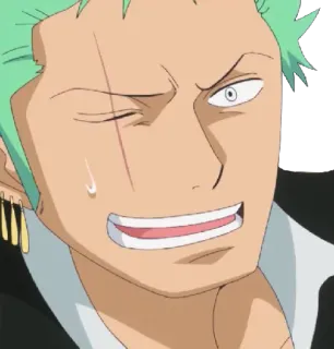 😅 Zoro One Piece anime, sword, pirate, green hair, roronoa telegram sticker