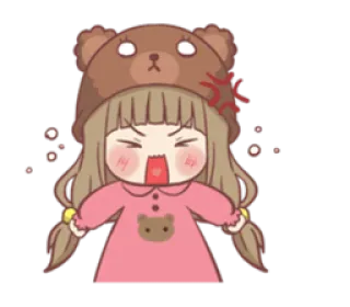 😫 bravo, desenho animado, urso, anime, fofo, kawaii, garota telegram sticker