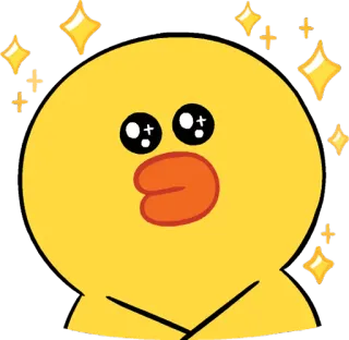 🤩 Sally Sally, Line Friends, pato, lindo, kawaii, brillo whatsapp sticker