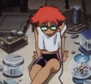 😕 Ed Cowboy Bebop Anime, Personaje, Chica, Sentada, Espacio, Vaquero telegram sticker